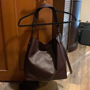 All Saints Captain Aubergine Tote w/ shaper